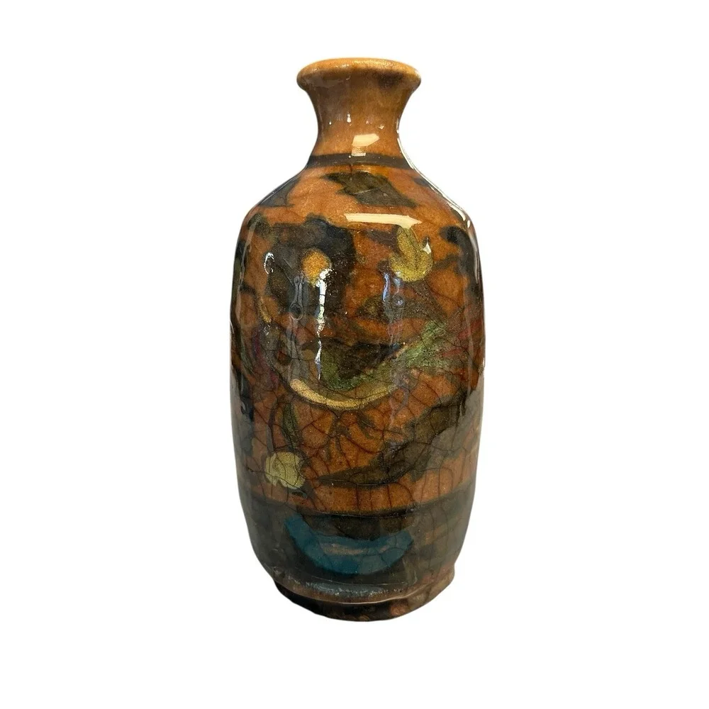 Antique‎ Bottle Flask Vase Persian Qajar Pottery Turkish Iznik Birds Flowers